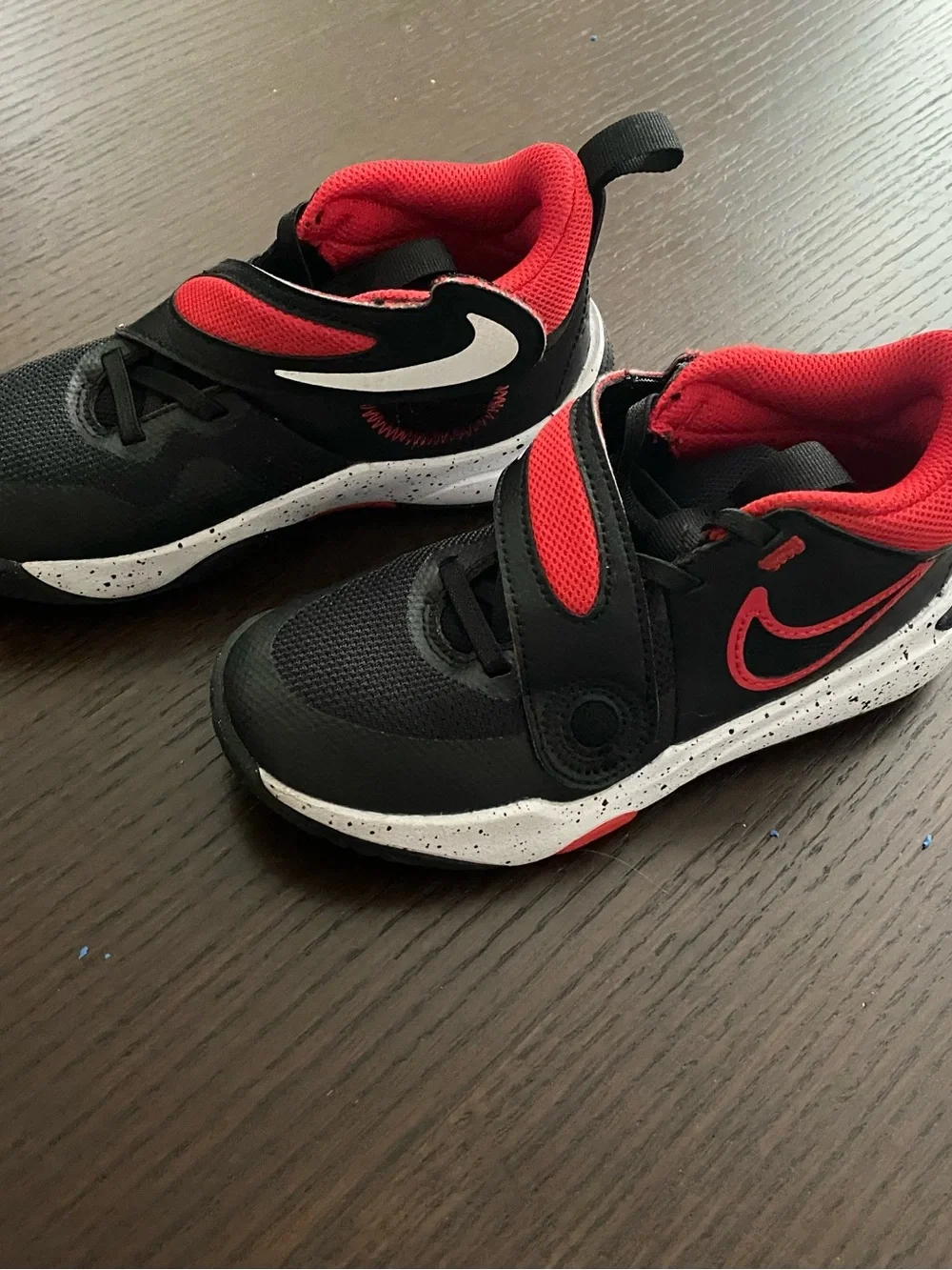 Nike Kids Black and Red Velcro Athletic Sneakers